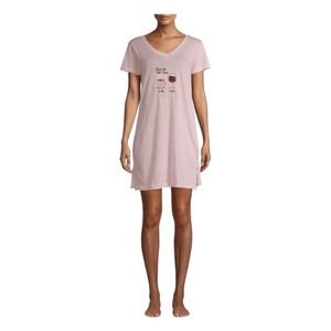 Sleep & Co Sleep‎ Shirt Nightgown Pink Knit V-Neck Short Sleeve Pajama Top S